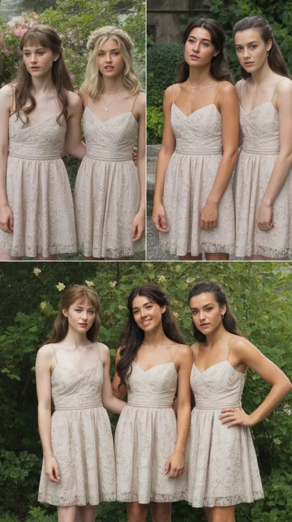 Floral Embroidered Champagne Dress