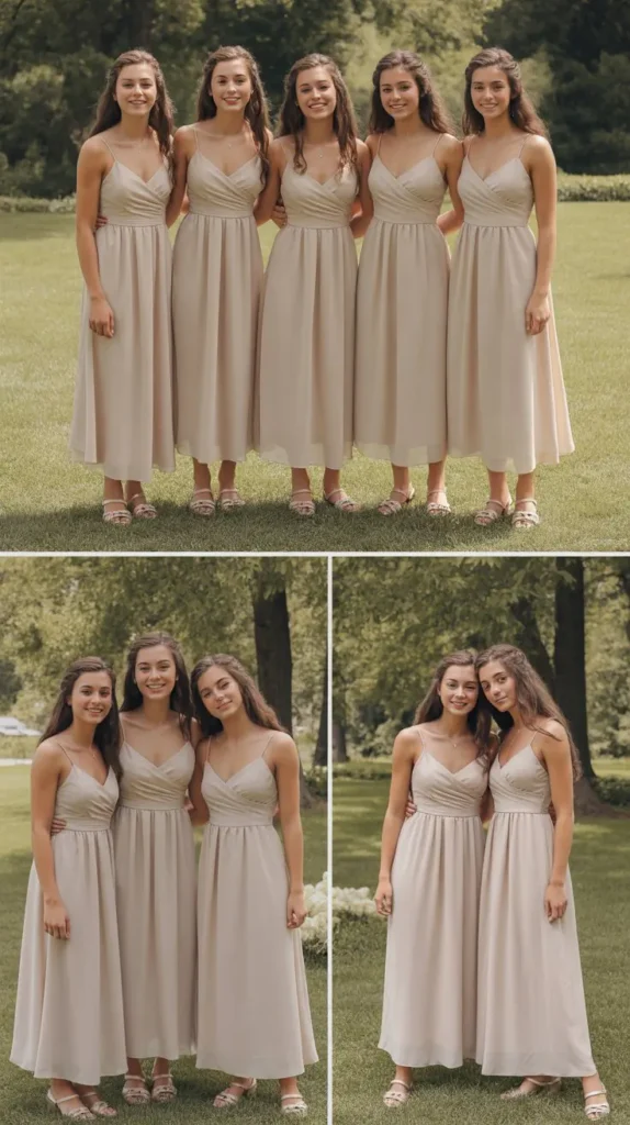 Spaghetti Strap Chiffon Champagne Dress