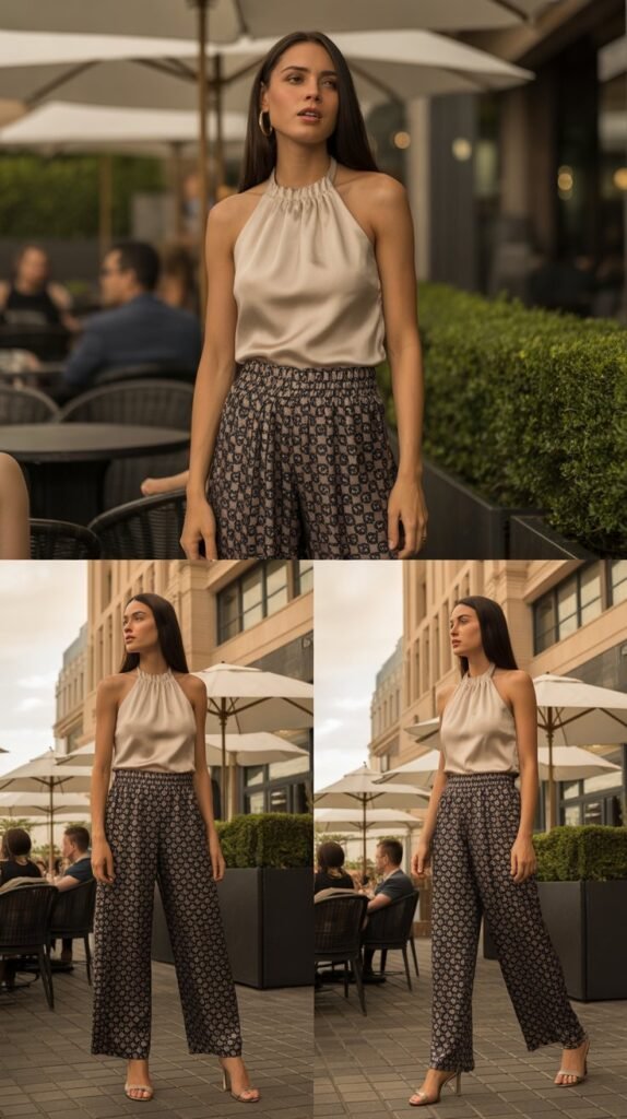 Halter Top With Palazzo Pants