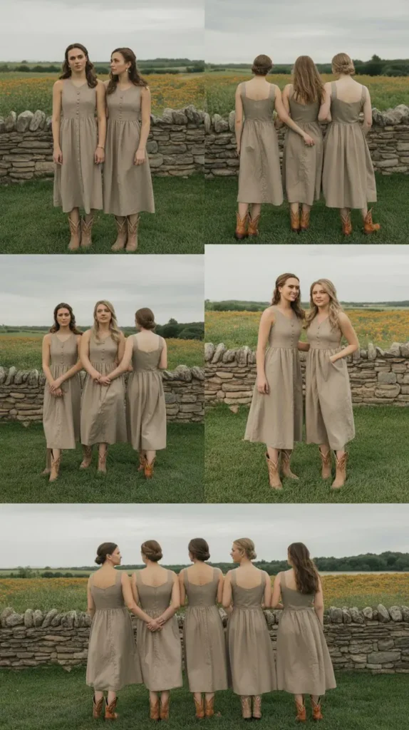 Taupe Linen Midi Dresses