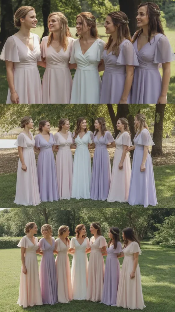 Flutter Sleeve Chiffon Bridesmaid Dresses