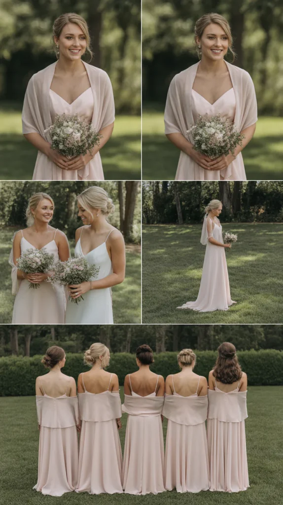 Spaghetti Strap with Shawl Sleeve Overlay