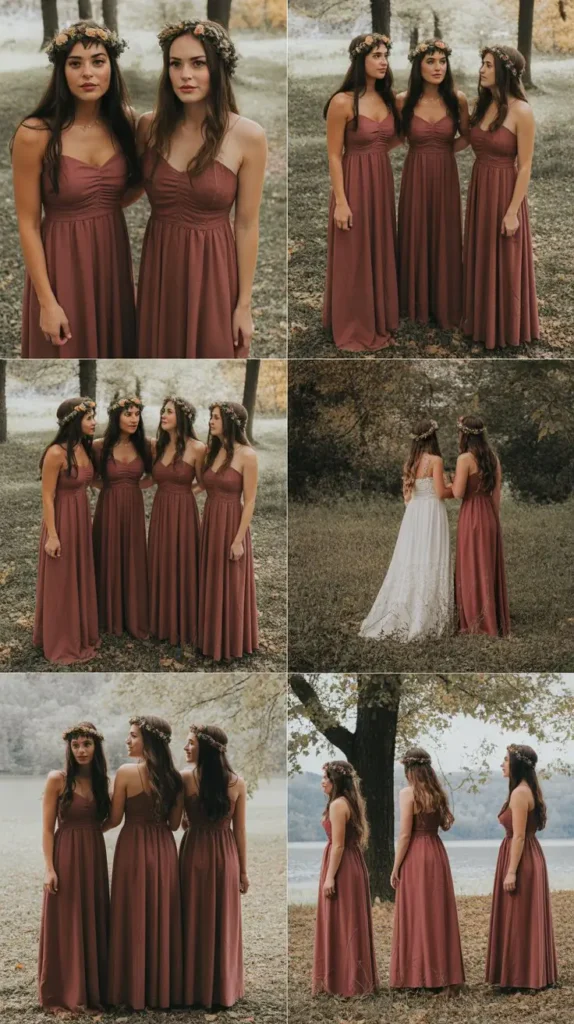 Bohemian Wine Bridesmaid Dresses