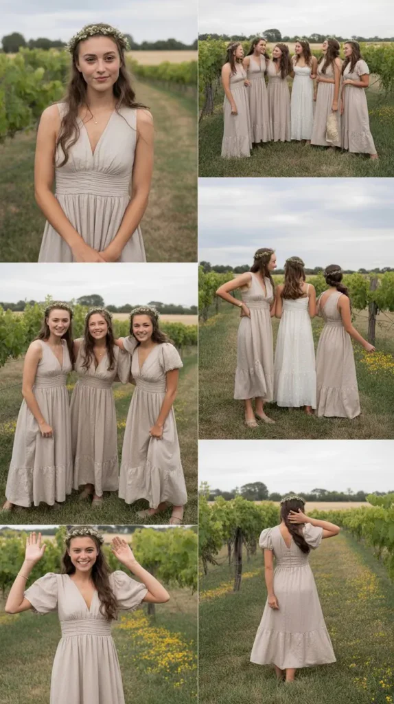 Flowy Boho Champagne Dress