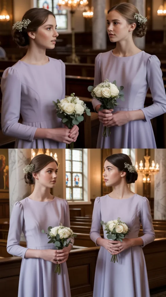 Lavender Modest Dress with Long Sleeves