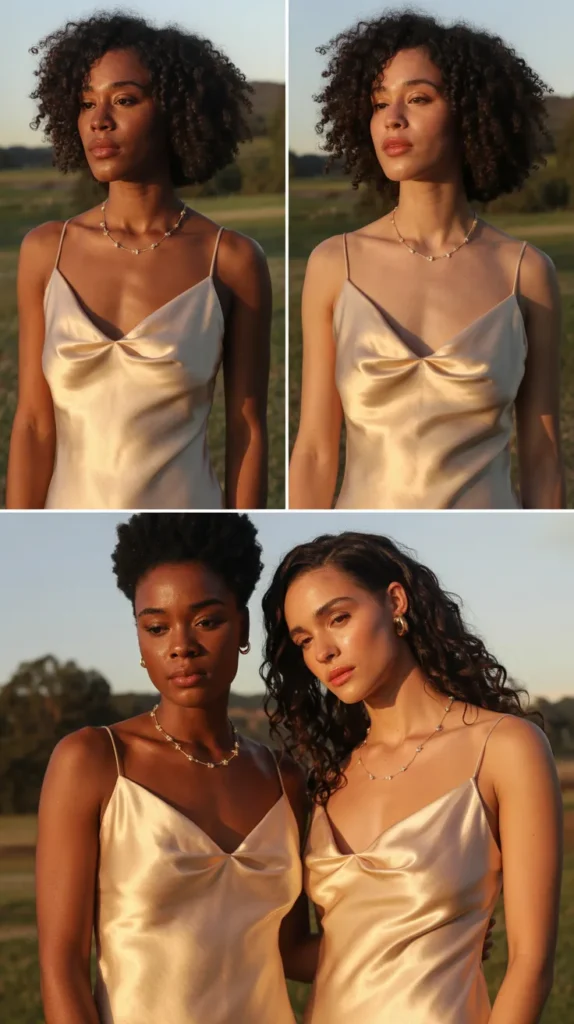 Sleek Gold Champagne Satin Slip Dress