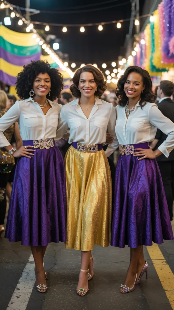 Embellished Belt with Midi Skirt Power Accessory Look