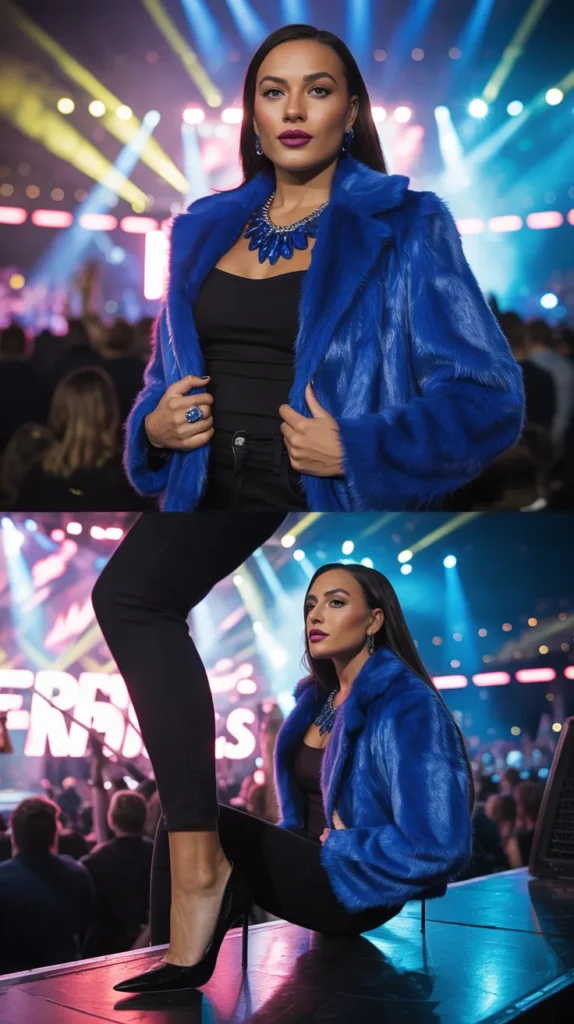 Colorful Fur Jacket in Electric Blue or Emerald Green