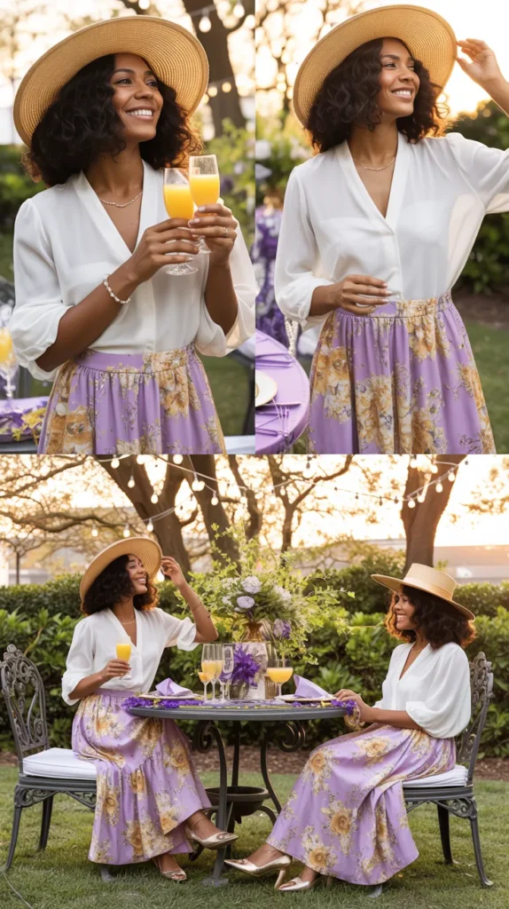 Floral Maxi Skirt Boho Mardi Gras Look