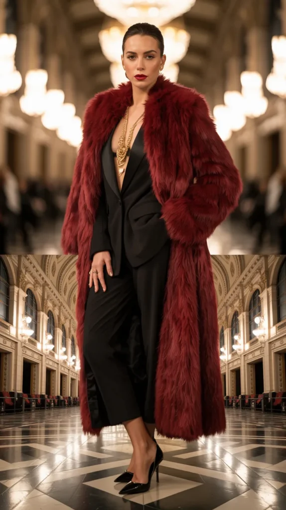 Red Fur Coat for Maximum Power Entrance Energy