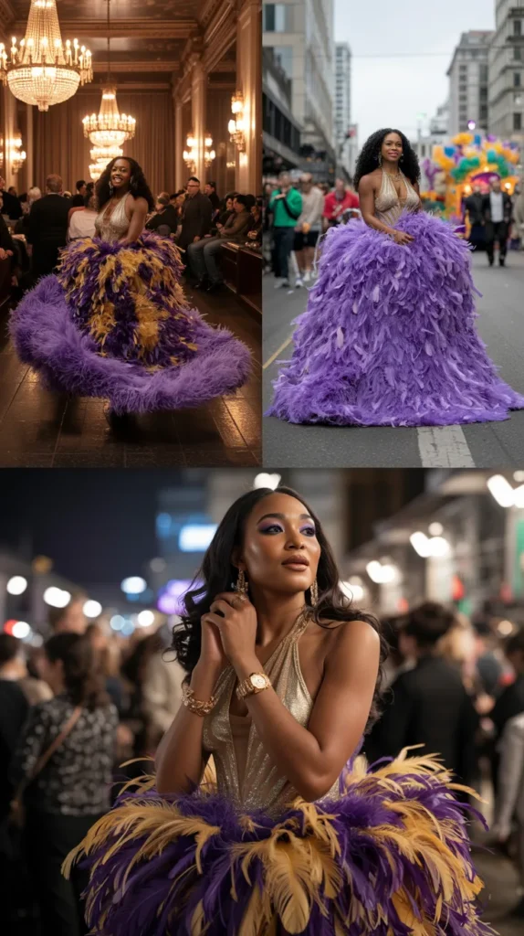 Feathered Maxi Skirt Royalty Look