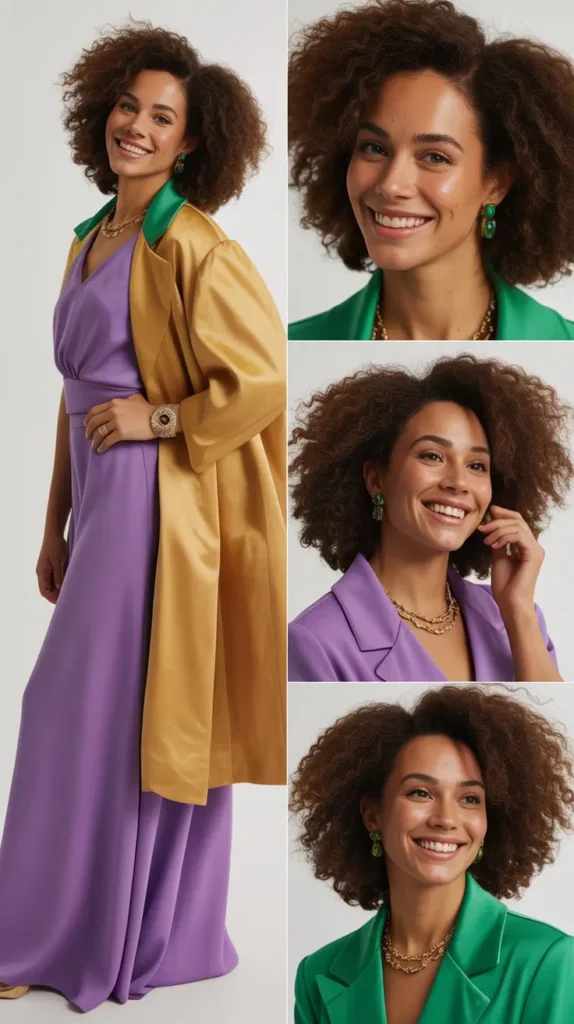 Classic Purple, Gold & Green Outfit