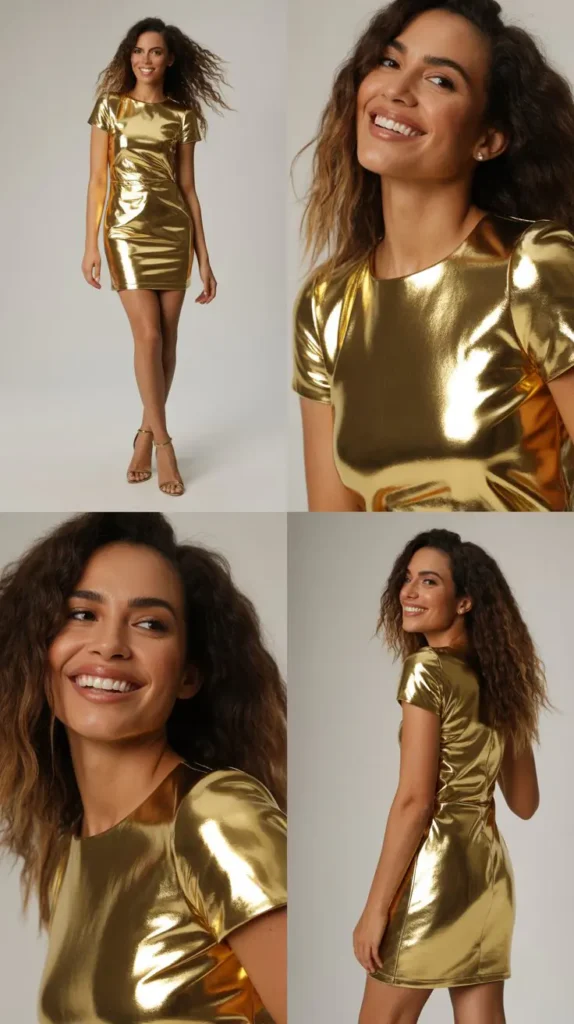 Gold Metallic Mini Dress
