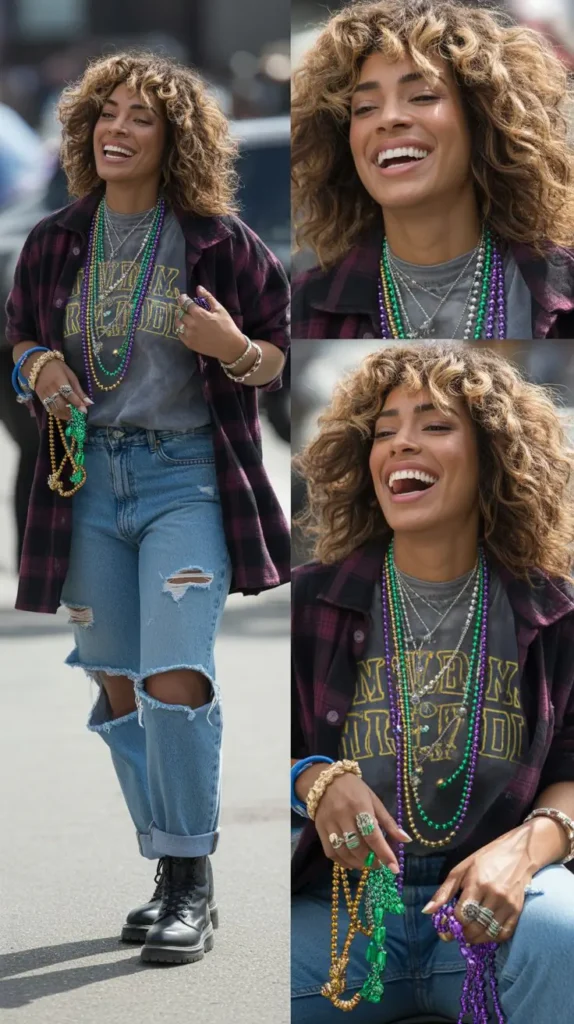 Street Style Grunge Mardi Gras Look