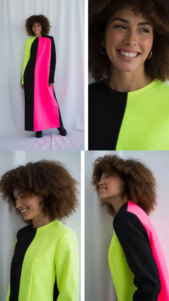 Neon & Black Color-Block Outfit