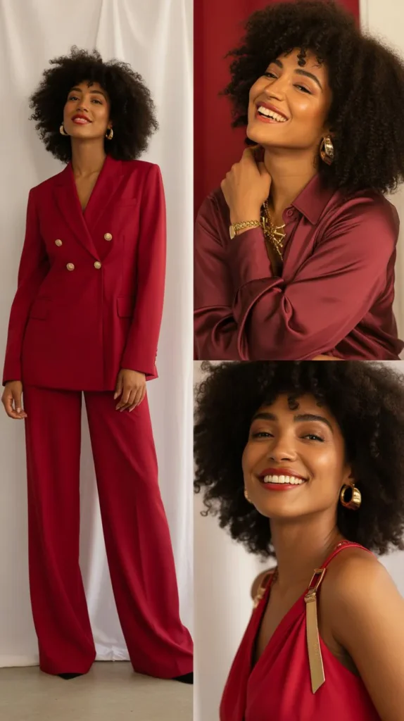 Bold Red & Gold Power Look