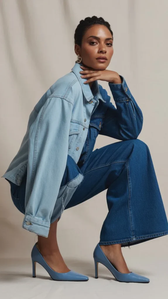 The Monochrome Denim Look with Tonal Heel Formula