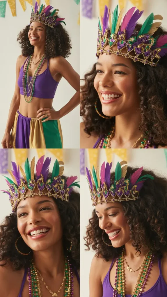 Custom DIY Mardi Gras Crown Look