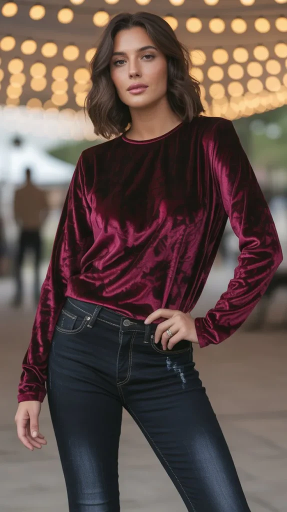 The Velvet Top and Dark Jean Luxe Festival Formula