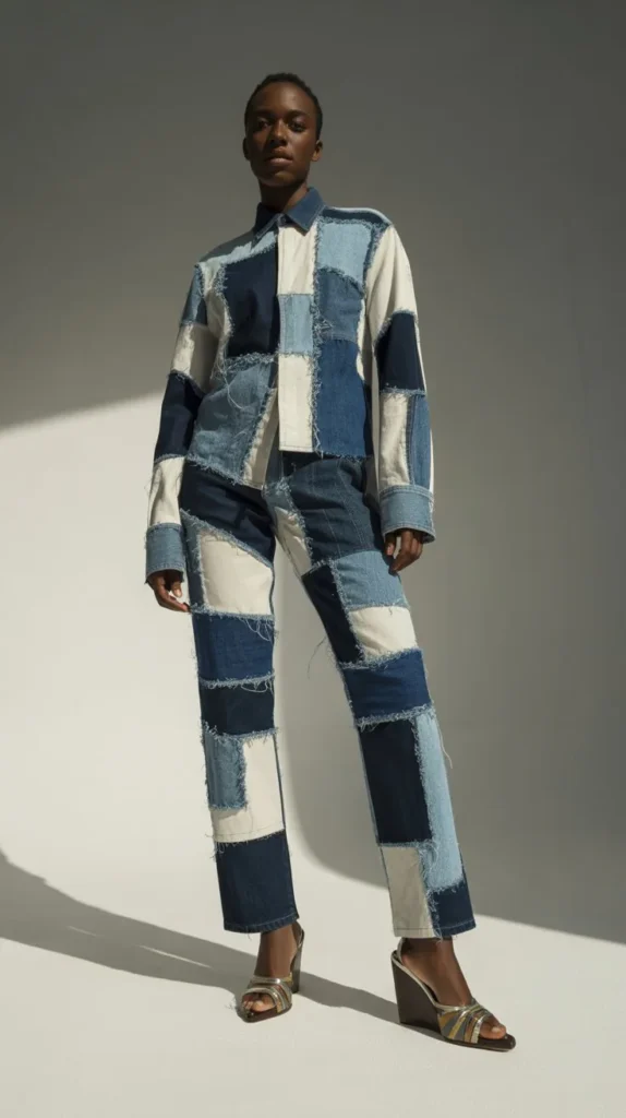 The Patchwork Denim and Wedge Heel Artistic Formula