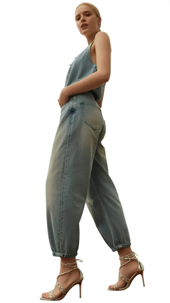 The Boyfriend Jean and Strappy Heel Relaxed Glam Formula