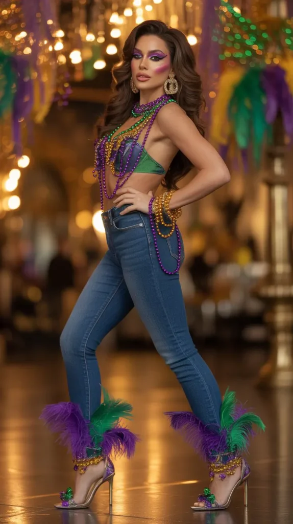 The Full Glam Finale: The Ultimate Mardi Gras Jeans and Heels Slay Formula