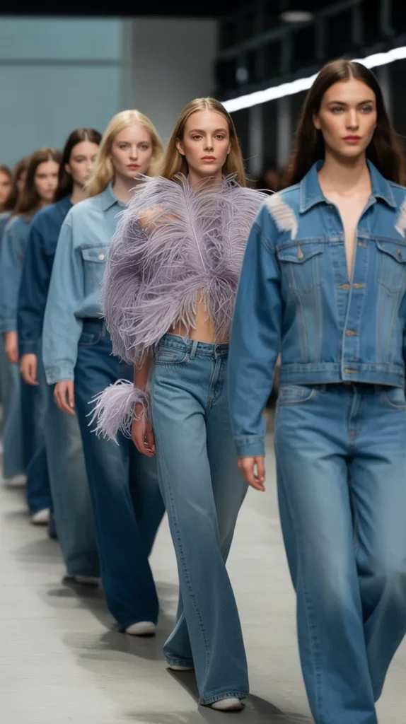The Feathered Accessory and Denim Chic Parade Formula