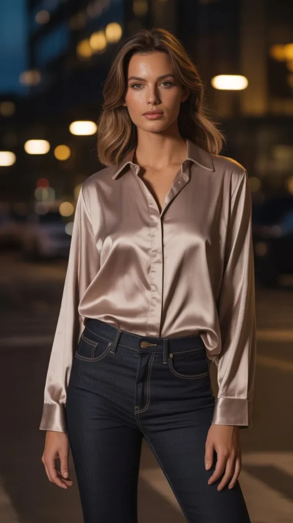 The Satin Top and Dark Denim Elevated Nighttime Formula