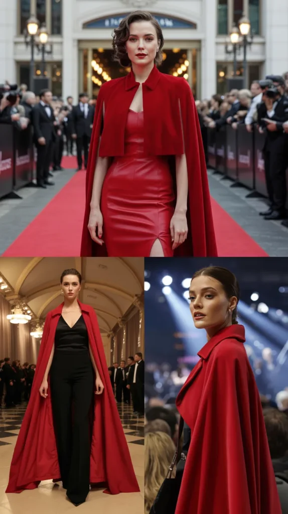 Red Cape or Duster Coat Look