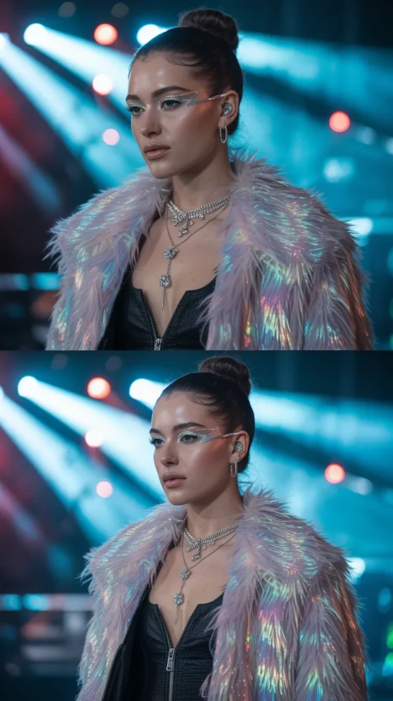 Iridescent or Holographic Fur Jacket