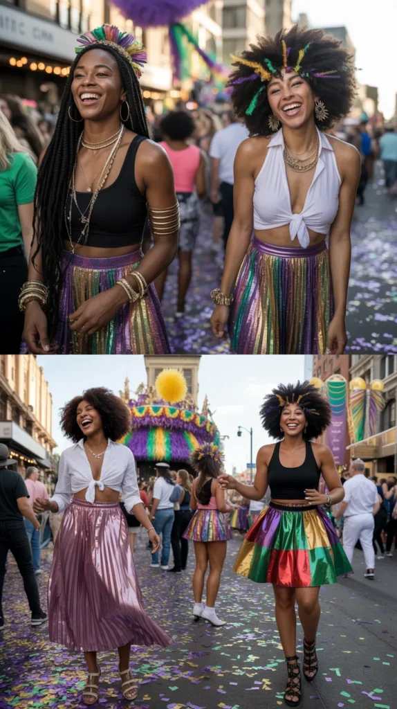Mix-and-Match Eclectic Mardi Gras Skirt Look