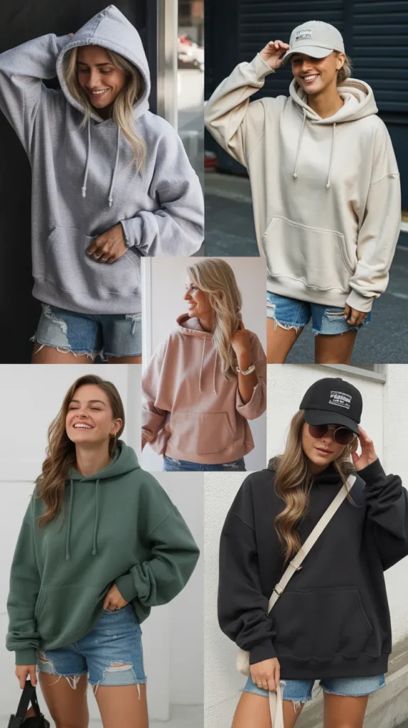 Hoodie Sweatshirt With Jean Shorts