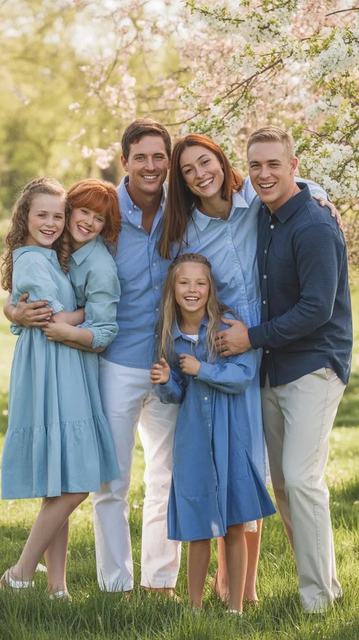 23 Spring Photoshoot Outfits Family Blue Looks