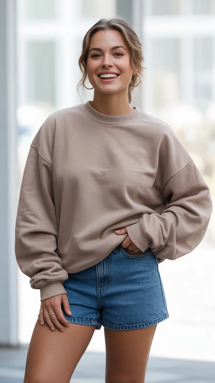 22 Cute Outfits With Shorts Sweatshirt
