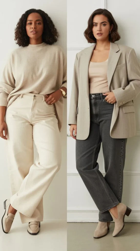  Monochrome Beige Outfit with Jeans