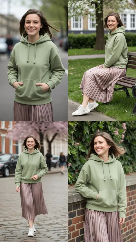 Hoodie with Pleated Skirt