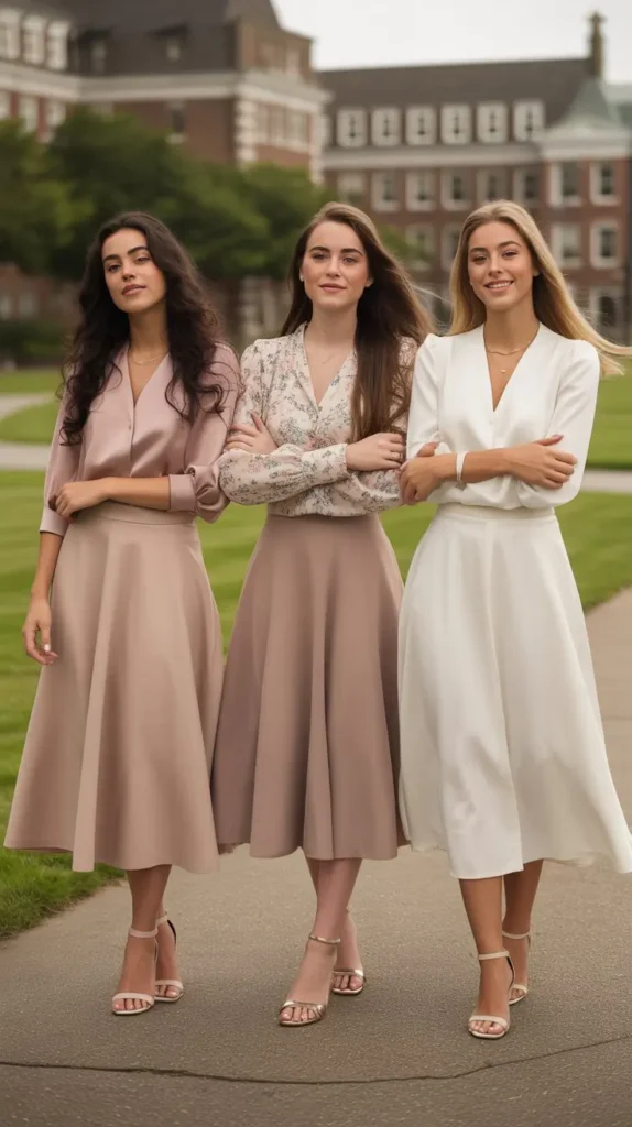Midi Skirt and Blouse Combo for a Sophisticated Separated Look