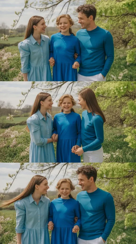 . Mix and Match Blue Tones for an Effortlessly Coordinated Family Look