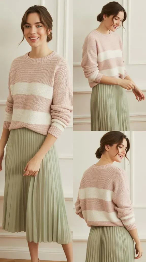 Knit Sweater with Pleated Skirt