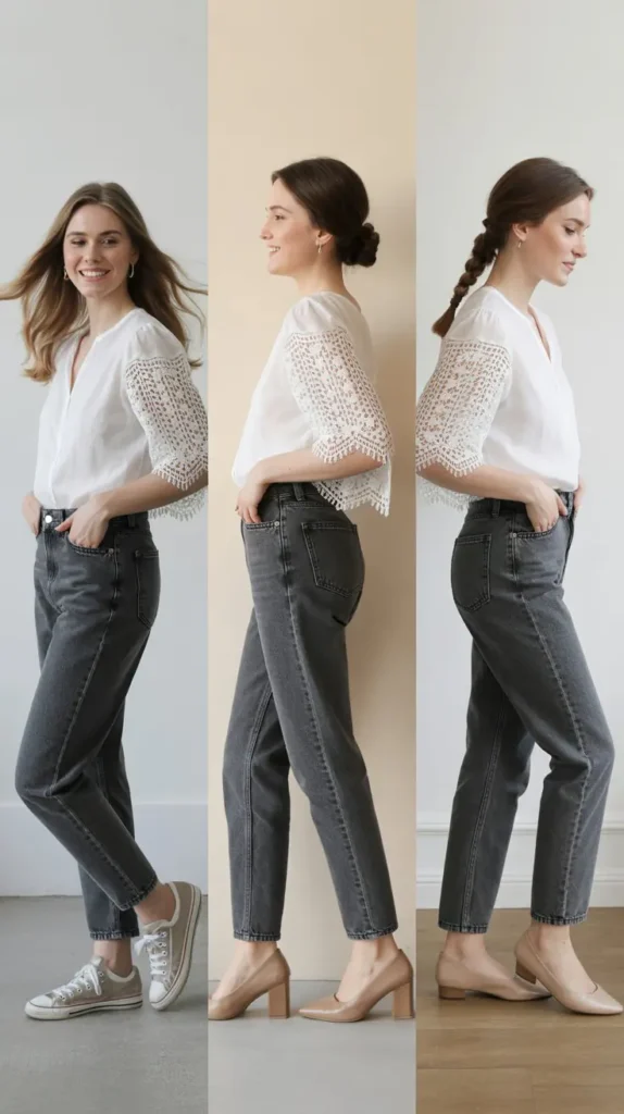 Lace Top with Straight-Leg Jeans