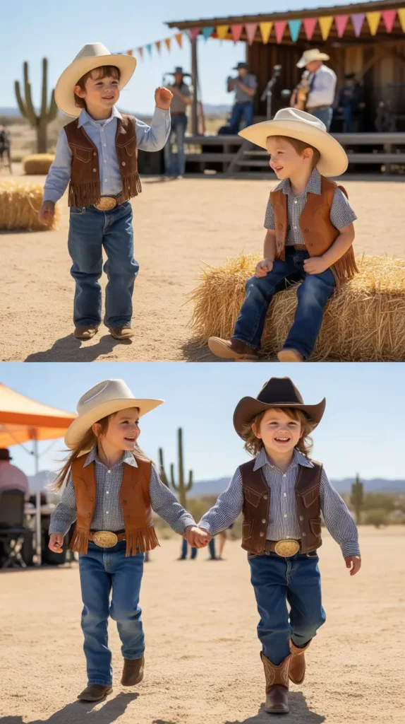 Western Cowboy Hat With Fringed Vest