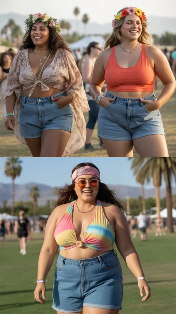  Denim Cutoff Shorts with a Crop Top