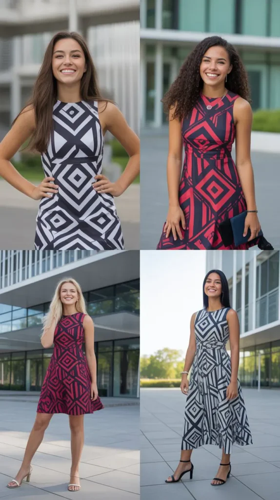 Printed Geometric Dress for a Contemporary and Stylish Choice