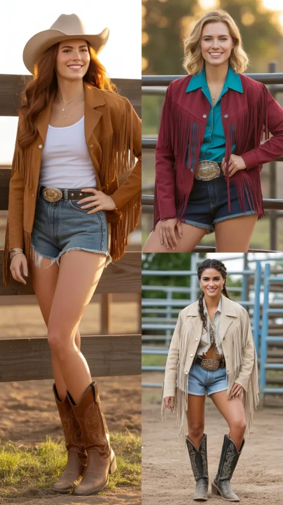 Fringe Jacket with High-Waisted Shorts