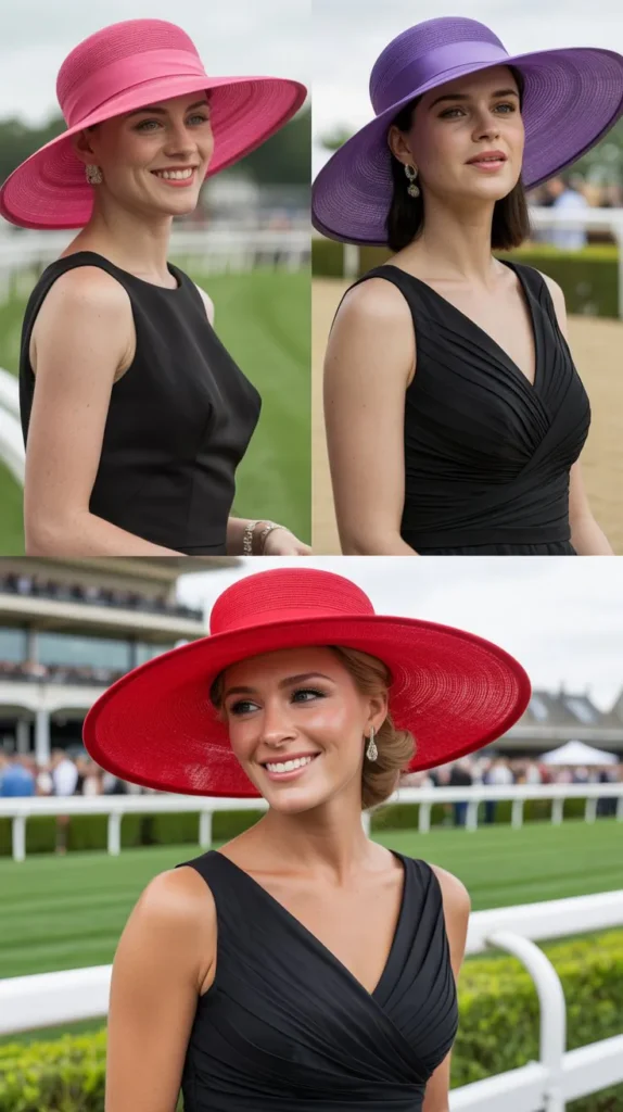 Elegant Black Dress with Colorful Hat