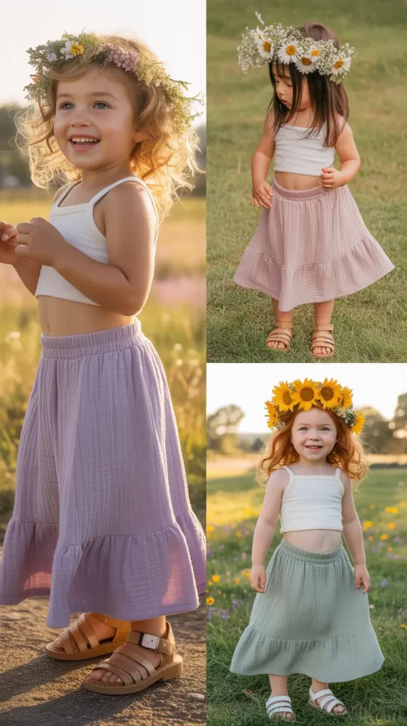 Flower Crown With Flowy Maxi Skirt