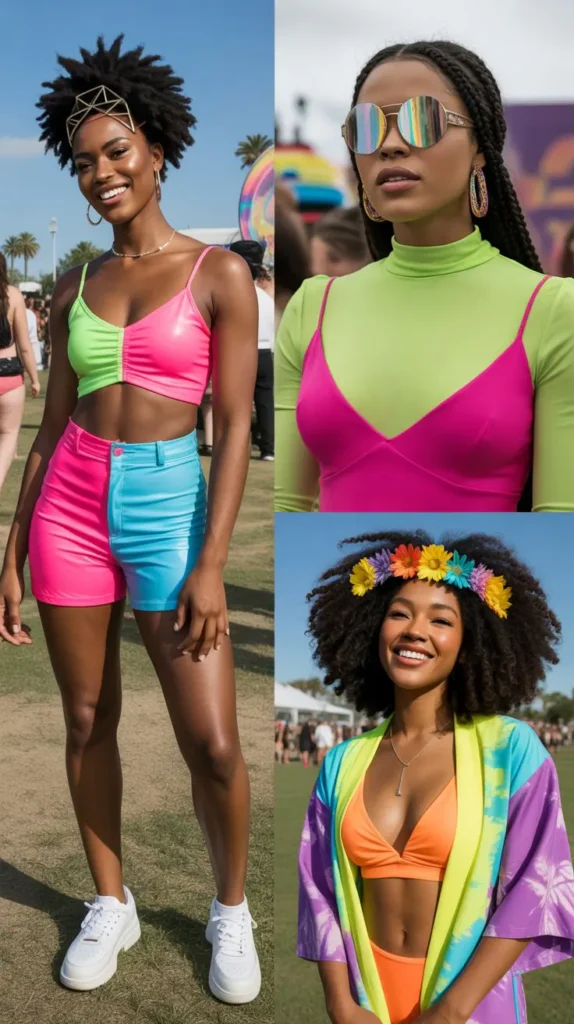 Tie-Dye and Neon Color Block Look