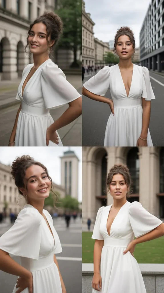  White Dress with Statement Sleeves for a Fashion-Forward Look
