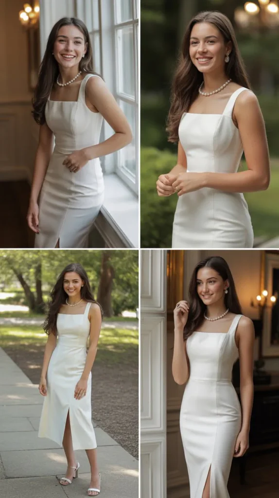 White Midi Dress with a Structured Silhouette