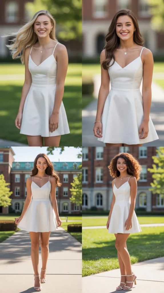 Classic White Mini Dress with Strappy Heels